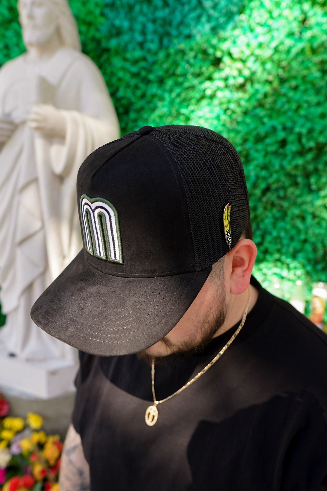 Black/green Mexico trucker hat