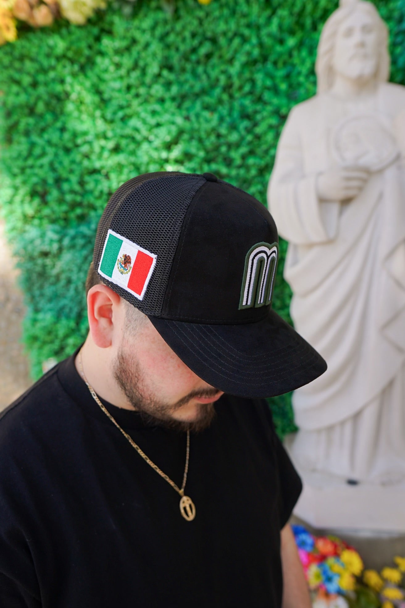 Black/green Mexico trucker hat